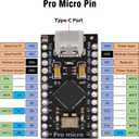 Pro Micro with Atmega32U4 chip Development Board, AYWHP 3 PCS Pro Micro 5V/16MHz Nano microcontroller Development Board with Built-in USB updater Type-C Interface Compatible with Arduino IDE