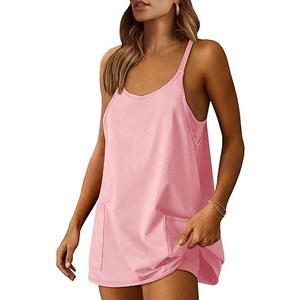 ANRABESS Women Athletic Dress Summer Tennis Workout Active Sports Mini Romper Dress Built in Shorts Travel Vacation Clothes, Size: Small
