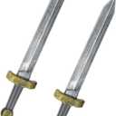 2pcs Toy Sword,18.9" Plastic Roman Sword for Kids Boys Role-Play Accessory,Medieval Knight Toy,Halloween Cosplay,Props Silver