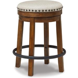 Signature Design by Ashley Valebeck 24" Counter Height Upholstered Swivel Stool, Brown & Black