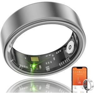 Smart Ring Health Fitness Tracker, Size First with Sizing Kit, Activity & Sleep Tracker/Stress/Heart Rate Monitor, Waterproof Smart Ring for Men/Women, No App Subscription (Black, 7)
