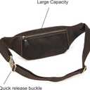 LUUFAN Men's Leather Fanny Pack Adjustable Waist Bag Hip Bum Belt Slim Purse Bag Cell Phone Pouch for Sport Travel Hiking, Dark Brown, 7.9 x 4.7 x 2 inches