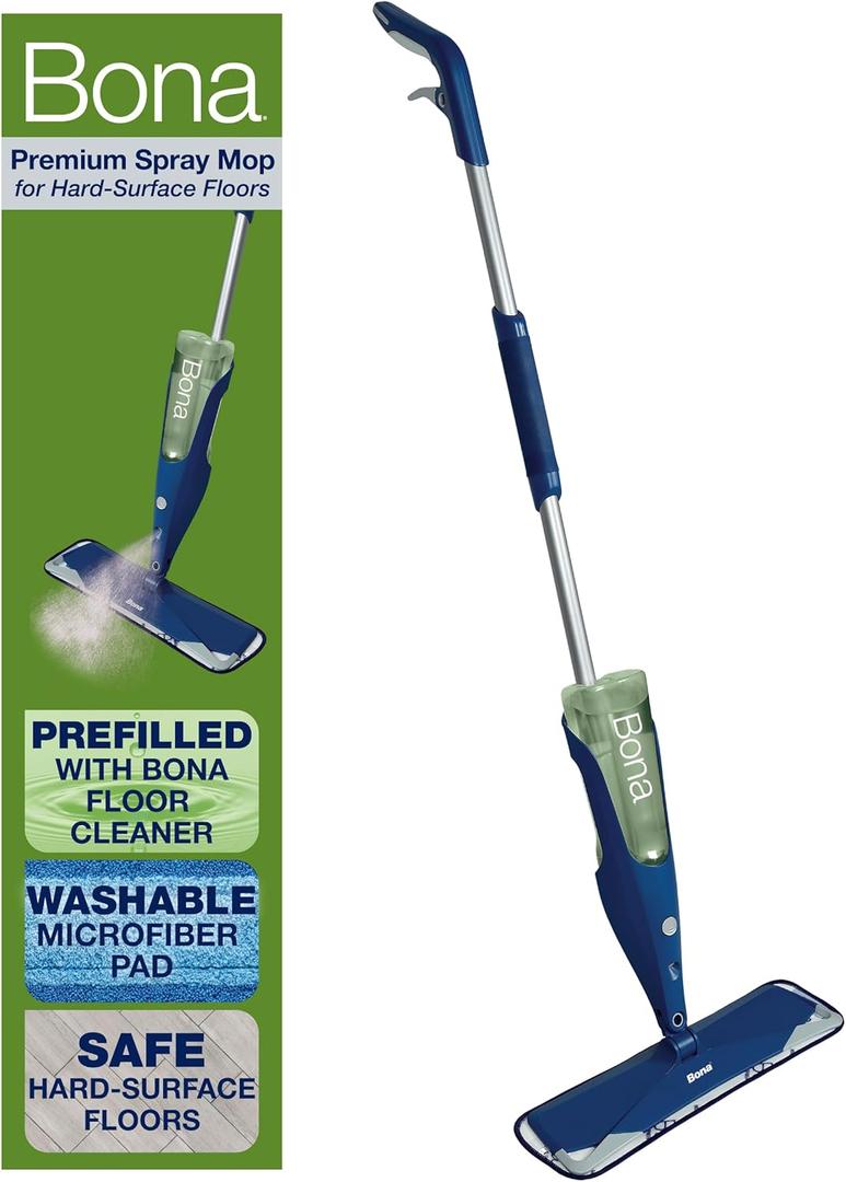 Bona Premium Motion Multi-Surface Floor Spray Mop - Includes Multi-Surface Floor Cleaning Solution and Machine Washable Microfiber Cleaning Pad - for Stone, Tile, Laminate, and Vinyl Floors
