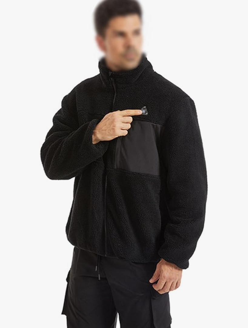 Men's Heated Jacket Heating Zones Fleece Lined Coat for Outdoor Winter Activities Extra Large, Black 