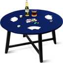 Frienda 36 Inch Felt Card Game Tablecover Round 36in to 48in Blue Poker Felt Table Cover Elastic Table Mat Tablecloth for Playing Poker Mahjong Board Jigsaw Puzzles Board Games