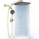 Veken 11.8" Rain Shower Head with Handheld, High Pressure Handheld Shower with Multi Spray Modes, Rainfall Combo with Metal Extension Arm, Detachable Dual Showerhead, Bathroom Decor, Gold