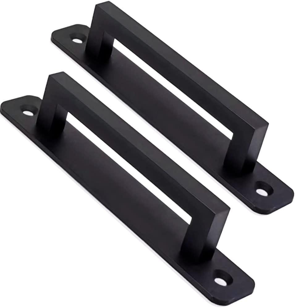 12 Pack 5 Inch 128 mm Matte Black Square Cabinet Handles with Base Plate Aluminum Cabinet Pulls Drawer Pulls Sliding Door Pulls Black Cabinet Handles
