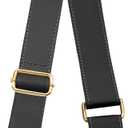 Black Leather Purse Strap Wide Adjustable Shoulder Purse Strap Handbags Replacement Crossbody Straps with Swivel Clasps, 33~55inch