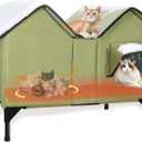 Heated Outdoor Cat House Weatherproof for Winter - Extra Large Heated Cat House for Outside Waterproof, Elevated Base, Escape Door, Insulated Outdoor Cat Shelter for Multiple Cats Feral Stray Kitty