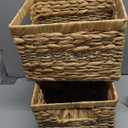 Water Hyacinth Wicker Basket, Decorative Woven Baskets with Built-in Handles, Hand-woven Storage Organizer for Organizing Pantry, Livingroom, Bedroom, Shelves, Toilet(2-PACK, Blended)