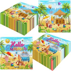 40Pcs Beach Paper Napkins Party Supplies Hello Summer Beach Theme Napkins Disposable Tropical Napkin for Hawaiian Pool Birthday Party Decorations
