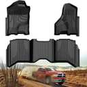 Floor Mats for 2013-2018 Dodge Ram 1500/2500/3500 Crew Cab | All Weather Floor Mats for 2019-2024 Dodge Ram 1500 Classic (NOT New Body) Crew Cab | TPE Non-Slip Interior Accessories, Black