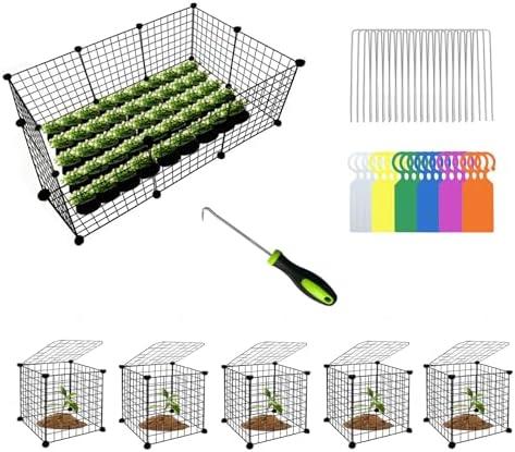 DWHRNY 5 Packs Plant Protectors from Animals, 25Pcs 13.8"x13.8" Metal Meshes Garden Cloches for Plants, Plant Covers for Protecting Plants, Wire Plant Covers, Chicken Wire Cloche Plant Protector