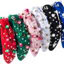 6 Pack Holiday Headband for Women Solid Color Pearl Rhinestone Crystal Halloween Christmas Fall Valentine Embellished Ladies Wide Top Knot Makeup Hair Hoop Accessory Festive Party Costume Decor Gifts