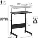 Klvied Small Standing Desk Adjustable Height, Portable Treadmill Desk, Mobile Table Ideal for Laptops and Tablets, Black, 23.6 inches x 15.9 inches x 37.2 inches