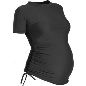 Oceanlily UV Protection 50 UPF Long Sleeve Maternity Swim Shirt - Women's Swimsuit Coverup - Ruched Rash Guard, Large