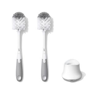 OXO Tot Bottle Brush with Nipple Cleaner and Stand Gray, 2-Pack