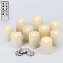 DRomance Flameless Flickering LED Votive Candles with Remote, Battery Operated TeaLights Battery Included,Warm White Light 1.5 x 2 inch Set of 10 for Christmas Decoration