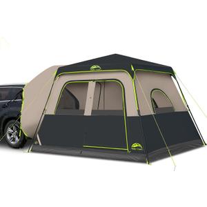 Happy Travel SUV Tents for Camping, 6 Person Instant Car Tent with Rainfly | 60 Seconds Easy Setup Pop up Tent, Waterproof Car Tailgate Tent, Cabin Tent with Expandable Carry Bag, 10'W X 10'L X 7.1'H