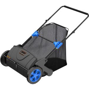 21 Inch Leaf & Lawn Sweeper Push Powered Garden Sweeper for Grass Clippings, Leaves & Debris Manual Push Yard Sweeper
