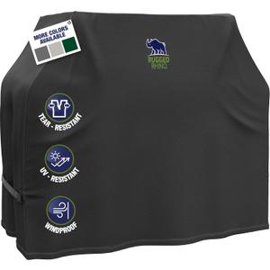 Rugged Rhino All Season Heavy Duty Grill Cover, Three Layer Waterproof UV Resistant and Windproof Covers for Outdoor, Secure Buckle Closure, Grilling Griddle Storage Outside, 58"L x 24"W x 48"H, Black