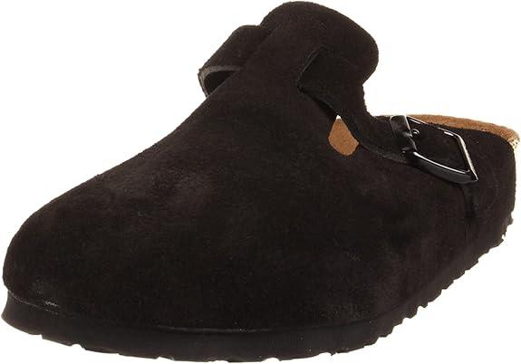 Birkenstock Unisex Boston Soft Footbed, Black Suede, 38 N EU