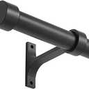 Lwiiom Matte Black Curtain Rods for Windows 48 to 86 Inch, 1-Inch Adjustable Drapery Rods with Aluminum End Cap and Brackets for Room Divider, Bedroom, Living room, Kitchen, Bathroom Etc