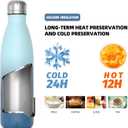 WATERSY Stainless Steel water bottles,17oz/500ml Insulated Water Bottles,Ocean Blue metal water bottle Keeps Drink Cold and Hot,BPA Free kids water bottles for School,Gym,Travel,Sports