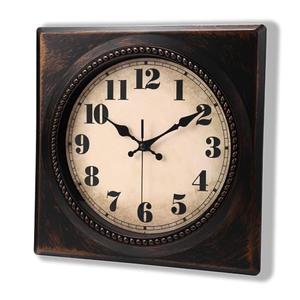 Alarllok Wall Clock Vintage 1950s Style - Square Retro 12 Inch Wall Clocks Battery Operated for Kitchen Home Decor,Bronze