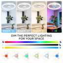 20" RGB Ceiling Fans with Lights, Low Profile Ceiling Fan, 6 Wind Speeds
