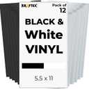Black and White Permanent Vinyl for Cricut Joy. Adhesive Vinyl [12 Pack, 5.5x12 Inch]. White and Black Sheets for DIY Outdoor Stickers and Decal.