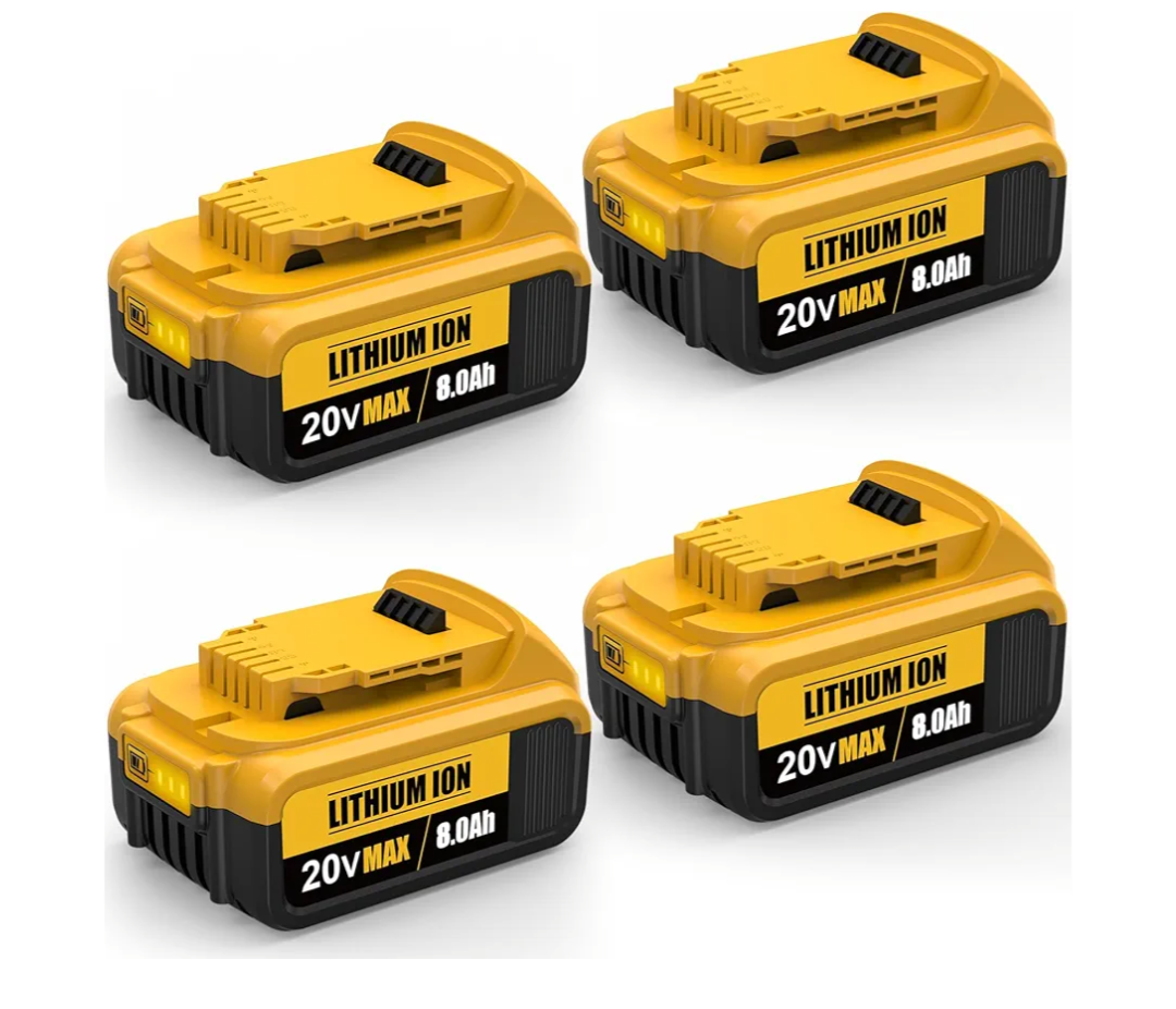 FEOTDN Replacement for Dewalt 20V Max Battery: 8.0Ah Lithium Batteries Compatible with Dewalt Battery DCB208 DCB200 DCB206 DCB204 DCB203 Cordless Power Tools (4 Packs