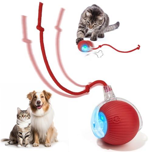 Utroni Interactive Dog & Cat Electric Active Toys, Smart Rolling Ball for Dogs & Cats, 360° Smart Automatic Rolling Pet Ball, Fast Moving Toy for Bored Indoor Kitty, Rechargeable(Red)
