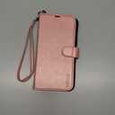 TUCCH Wallet Case for iPhone 16 Pro Max, [Wrist Strap] Kickstand RFID Blocking 4 Card Slots, Magnetic PU Leather Shockproof TPU Shell Compatible with iPhone 16 Pro Max 5G, Rose Gold with Wristlet