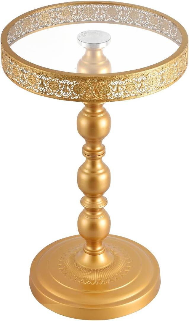 Golden Glass Coffee Table Creative Side Corner Transparent Tabletop, Modern and Simple Coffee Multi-Functional Suitable for Living Room, Small Size