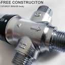 Three-way Thermostatic Mixing Valve,1/2NPT Connections,Solid Brass