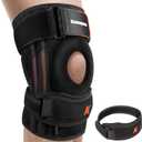 2-in-1 Professional Knee Brace for Pain Relief,Adjustable Knee Support with Patella Pad & Side Stabilizers, Compression Knee Sleeve for Meniscus Tear, ACL, Joint Pain, Runner, Workout-Men & Women (BLACK) L