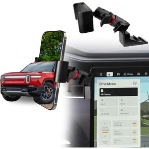 Vent Phone Mount Rivian R1T R1S for 2022 2023 2024 2025 2026 Rivian R1T R1S Accessories | Aluminum Telescopic Air Vent Phone Holder |Thick Case Friendly Car Mount for iPhone 16/15 Pro Max, Galaxy S24