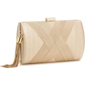 Women Clutch Bag Evening bag Fringed Evening Handbag,Lady Party Wedding Clutch Purse Chain Shoulder Cross Body Bag (Champagne)