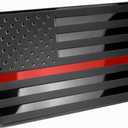 USA American Flag Emblem Metal Trailer Hitch Cover (Fits 2" Receivers, Black Flag with Red line)