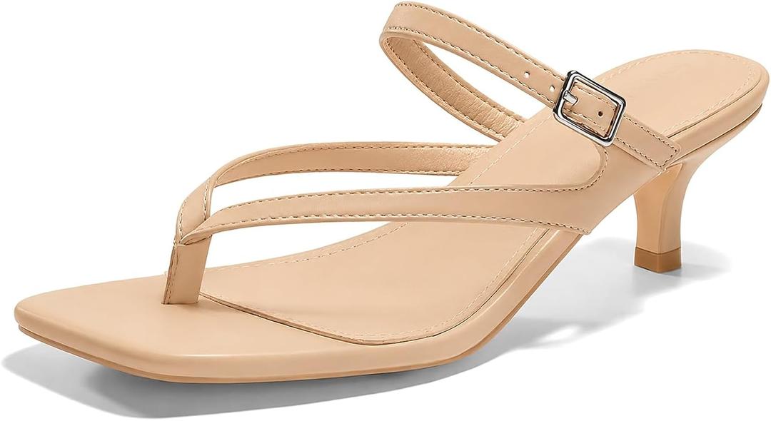 Coutgo Women's Square Open Toe Low Heel Sandals