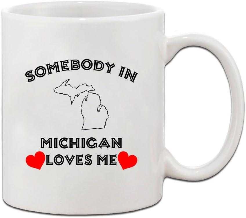 Speedy Pros Somebody In Michigan Loves Me Ceramic Coffee Tea Mug Cup Holiday Christmas Hanukkah Gift For Men & Women