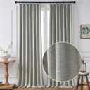 Gray Natural Linen Texture Stripe Curtains for Living Room/Bedroom,Pinch Pleat Back Tab Semi Sheer Window Treatments Drapes,2 Panels,40" W x84 L,Grey