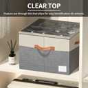 Aokeyee Shoe Organizer for Closet,2 Pack Foldable Shoe Storage Organizer Box Bin with Adjustable Dividers and Clear Cover, Fits up to 16-32 Pairs (Beige with Grey)