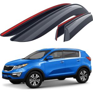 Goodyear Shatterproof Side Window Deflectors for Kia Sportage 2011-2016, Tape-on Rain Guards, Window Visors for Cars, Vent Deflector, Vent Visor, Car Accessories, 4 pcs. - GY003214LP (For Sportage 11-16)