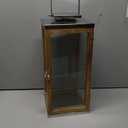 18 Inch Rustic Wooden Candle Hurricane Lantern, For Table Top, Mantle, Wall Hanging, or Garden Display, Indoor & Outdoor Use, Extra Large