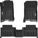 3W Floor Mats for Chevrolet Chevy Colorado/GMC Canyon Crew Cab 2023 2024 2025, All Weather TPE Custom Fit Floor Mats for Cars, 1st and 2nd Row Car Floor Mats, Black