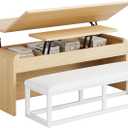 Coffee Table with Bench, 40 Inches, 39.37 x 19.69 x 18.11 inches