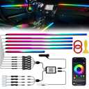 Smart LED Car Lights Interior with USB Port, Acrylic LED Strip Fiber Optic Ambient Lighting Car, Wireless App Control, Sync to Music, Car Decorations Interior Accessories Gifts for Women Men, 10 in 1