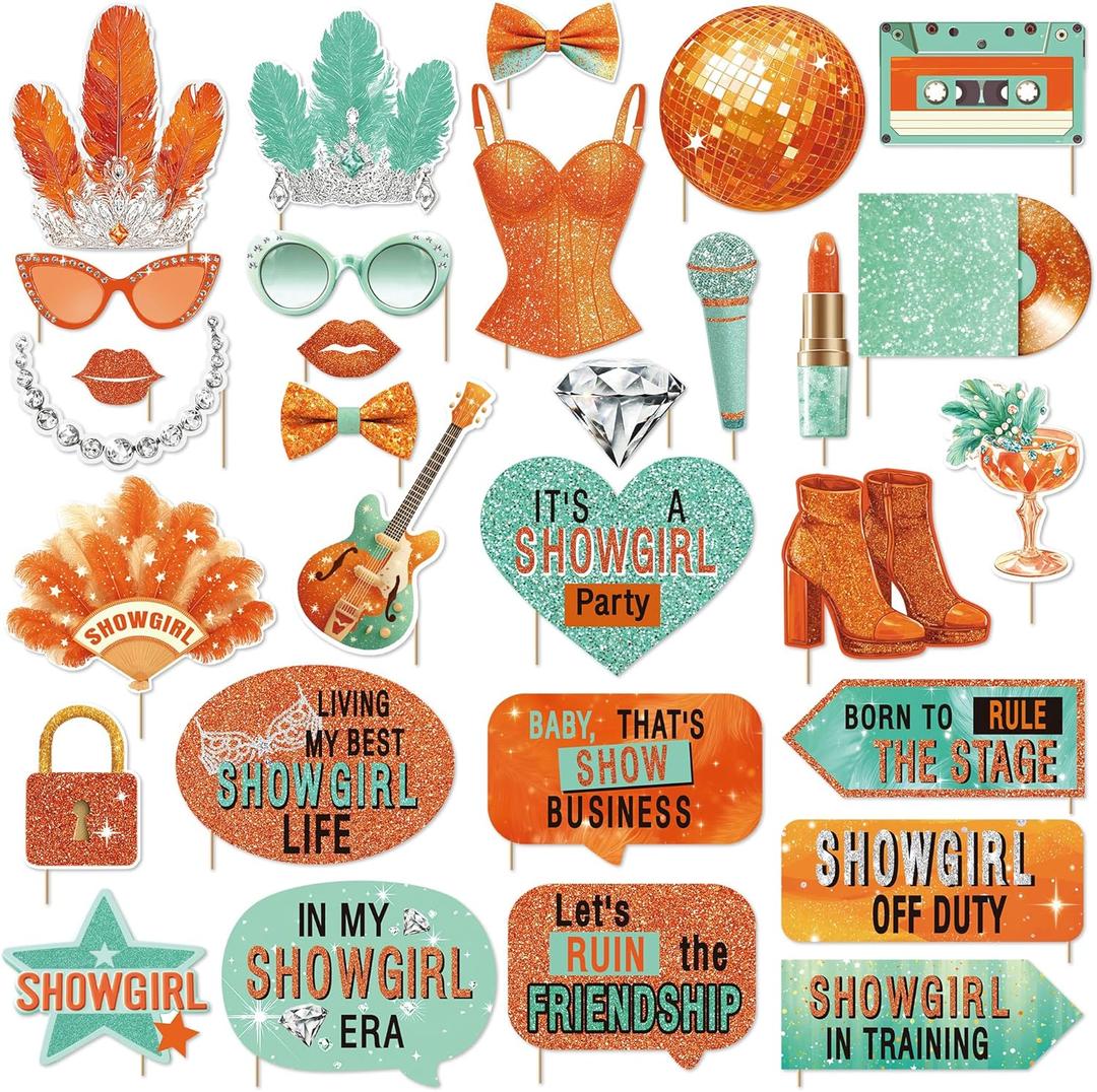 The Life of a Birthday Girl Photo Booth Props 30pcs Showgirl Party Supplies Signs for Era Birthday Party Centerpieces 20s 80s 90s Party Decorations for Women Y2K Bachelorette Selfie Station